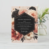 Coral Peony Opulent Wedding Kaart (Staand voorkant)