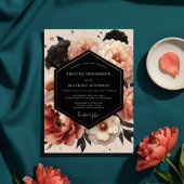 Coral Peony Opulent Wedding Kaart
