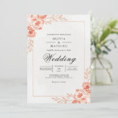 Coral Petal Wedding Kaart (Staand voorkant)