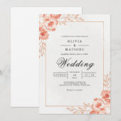 Coral Petal Wedding Kaart (Voorkant / Achterkant)