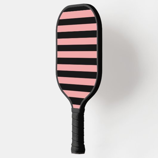 Coral Pink and Black Striped Pickleball Paddle (Links)