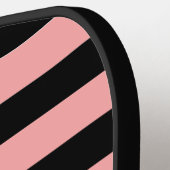 Coral Pink and Black Striped Pickleball Paddle (Links Detail)