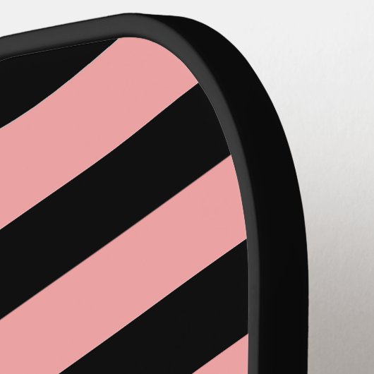 Coral Pink and Black Striped Pickleball Paddle (Links Detail)