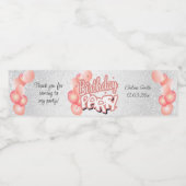 Coral Pink Balloon Verjaardagsfeest Waterfles Etiket (Enkel label)