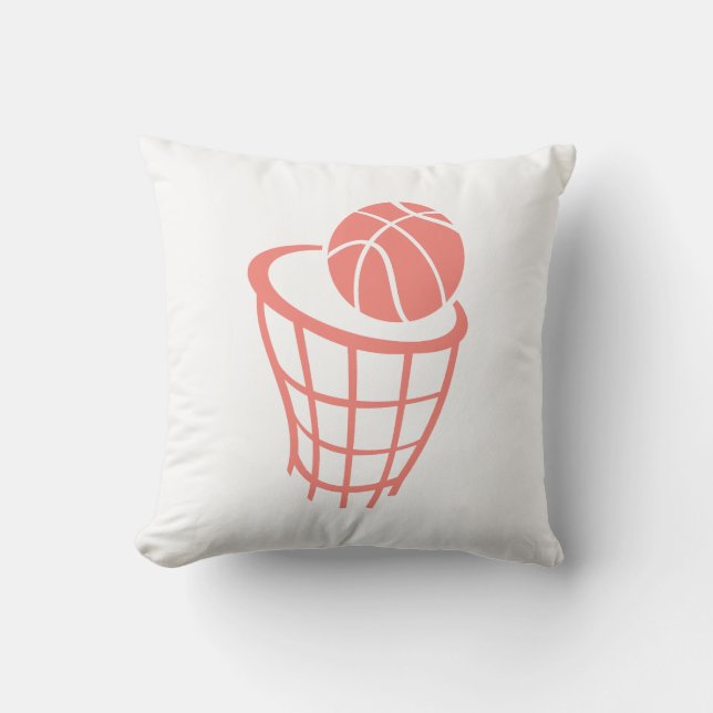 Coral Pink Basketball Kussen (Voorkant)