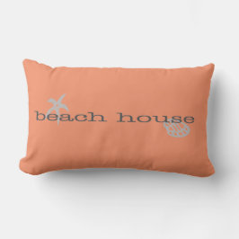 Coral Pink Beach House Kussen met schelpen