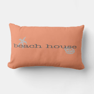 Coral Pink Beach House Kussen met schelpen