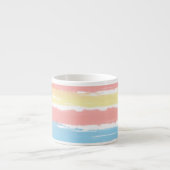 Coral Pink Blue Yellow Waterverf Stripes Espresso Kop (Voorkant)
