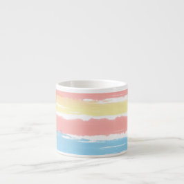 Coral Pink Blue Yellow Waterverf Stripes Espresso Kop
