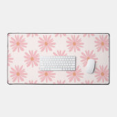 Coral Pink BOHO Daisy Pattern Floral Bureaumat (Keyboard & Muis)