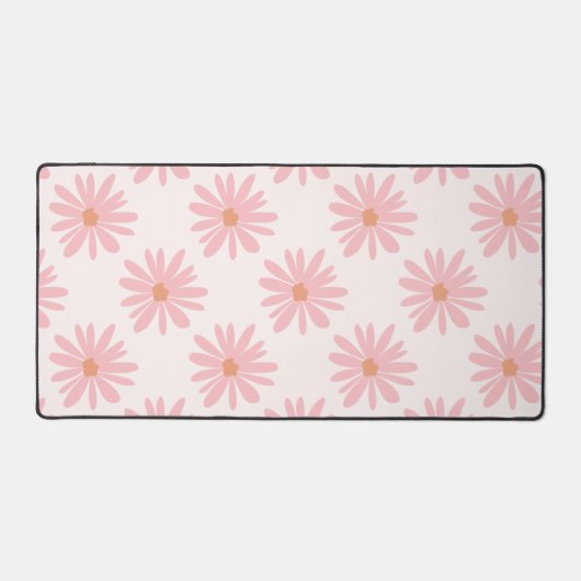 Coral Pink BOHO Daisy Pattern Floral Bureaumat (Voorkant)