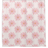 Coral Pink BOHO Daisy Pattern Floral Douchegordijn (Voorkant)