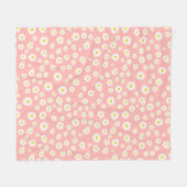 Coral Pink Boho Spring Daisies Pattern Fleece Deken (Voorkant (Horizontaal))