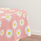 Coral Pink Boho Spring Daisies Pattern Tafelkleed (Voorbeeld)