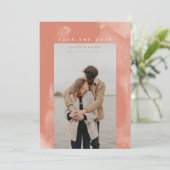 Coral Pink Boho Waterverf Save the Date (Staand voorkant)