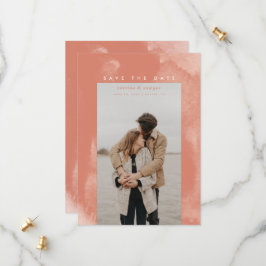 Coral Pink Boho Waterverf Save the Date