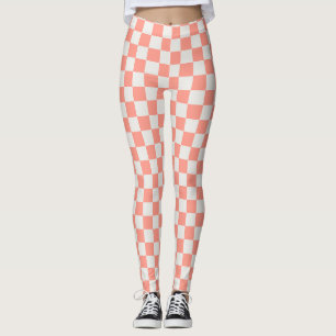Coral Pink Checkerboard Leggings - Vet & Speels