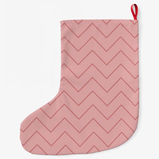 Coral Pink Chevron Grote Kerstsok (Achterkant)