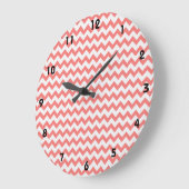 Coral Pink Chevron Grote Klok (Hoek)