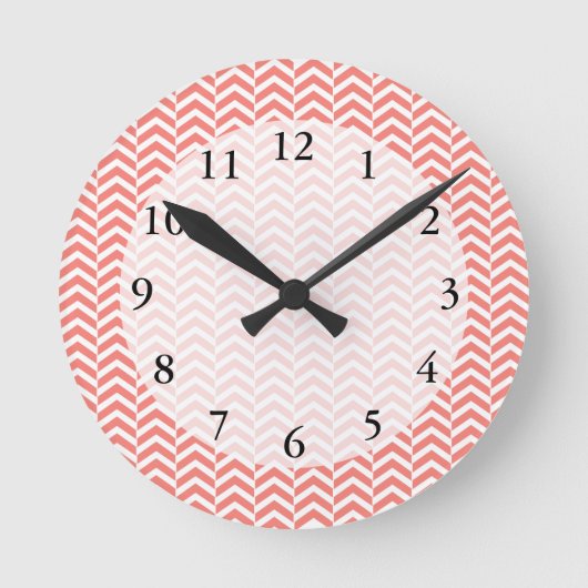 Coral Pink Chevron Pattern Ronde Klok (Voorkant)