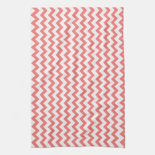 Coral Pink Chevron Theedoek (Verticaal)