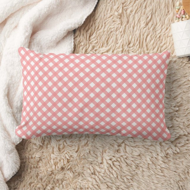 Coral Pink Country Style Gingham Patroon Kussen (Deken)