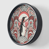 Coral Pink Cream Pinguïn in Art Deco geometrisch (Hoek)