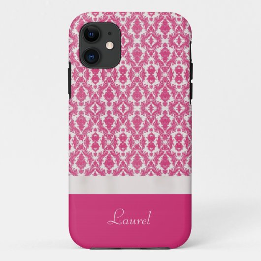 Coral Pink Damask gepersonaliseerd iPhone 5 Hoesje (Achterkant)