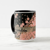Coral Pink en Black Glitter Munten Gepersonaliseer Mok (Voorkant links)