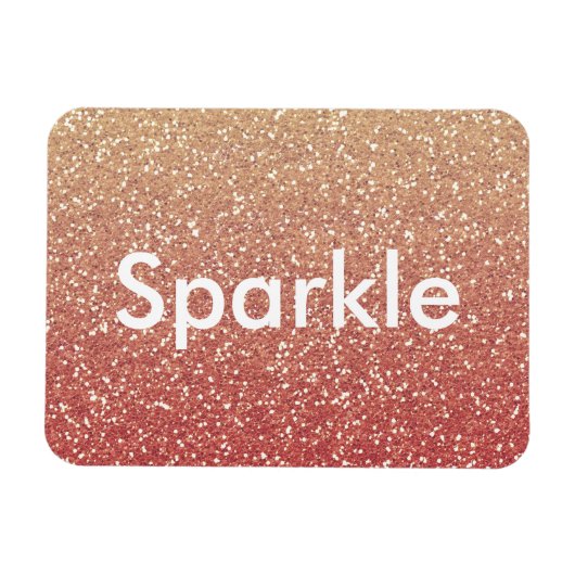 Coral Pink en Gold Faux Glitter Sparkle Magneet (Horizontaal)
