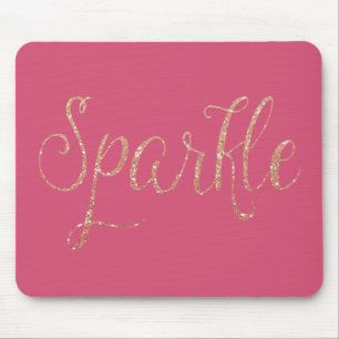 Coral Pink en Gold Faux Glitter Sparkle Muismat