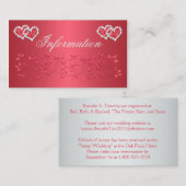 Coral Pink en Gray Floral Wedding Info Kaart (Voorkant / Achterkant)