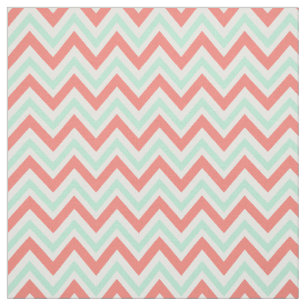 Coral Pink en Mint Green Chevron Pattern Stof