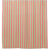 Coral Pink en Mint Green Stripes Douchegordijn (Voorkant)