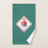 Coral Pink Flamingo on Tropical Green Bad Handdoek (Handdoek)