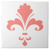 Coral Pink Fleur de lis Tegeltje (Voorkant)