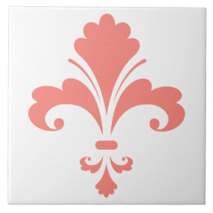 Coral Pink Fleur de lis Tegeltje