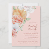 Coral Pink Floral Bridal Brunch Shower Kaart (Voorkant)