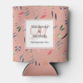 CORAL PINK Floral Custom Monogram Weddenschap Blikjeskoeler (Voorkant)