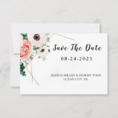 Coral Pink Flowers Weddenschap Save The Date (Voorkant)