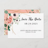 Coral Pink Flowers Weddenschap Save The Date (Voorkant / Achterkant)