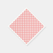 Coral Pink Gingham Paper Napkins Servetten (Hoek)