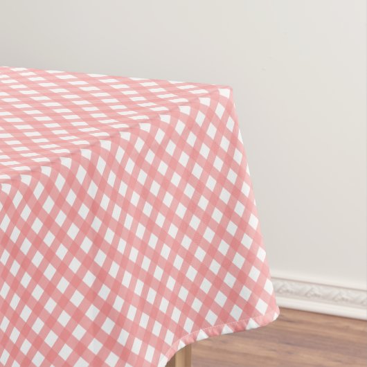 Coral Pink Gingham Pattern Tafelkleed (Voorbeeld)