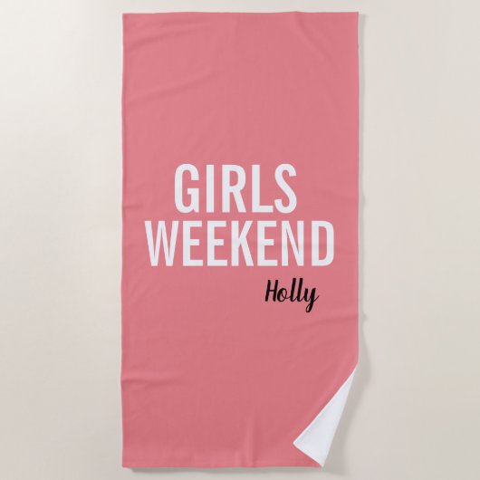 Coral Pink Girls Weekend Beach Towel Strandlaken (Voorkant)