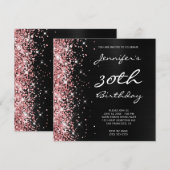 Coral Pink Glitter Black Ombre Folie 30th Birthday Kaart (Voorkant / Achterkant)