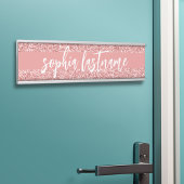 Coral Pink Glitter Patroon Script Handtekening Deurbordje