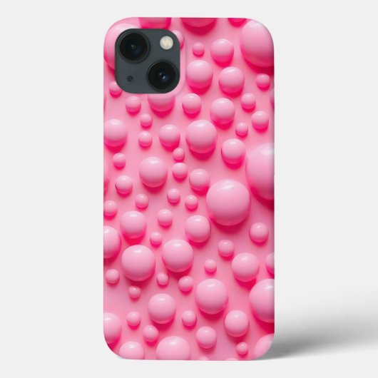 Coral Pink Glossy Bubbles iPhone Case Art (Achterkant)