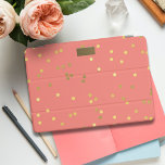 Coral Pink Gold Confetti Sprinkles Monogram iPad Mini Cover<br><div class="desc">Een koraalroze iPad slim hoesje met gouden confetti sprinkles met ruimte voor je initialen.</div>