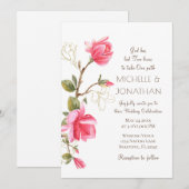 Coral Pink Gold Magnolia Floral Christelijk bruilo Kaart (Voorkant / Achterkant)