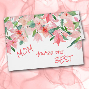 Coral Pink Green Floral Border Card
